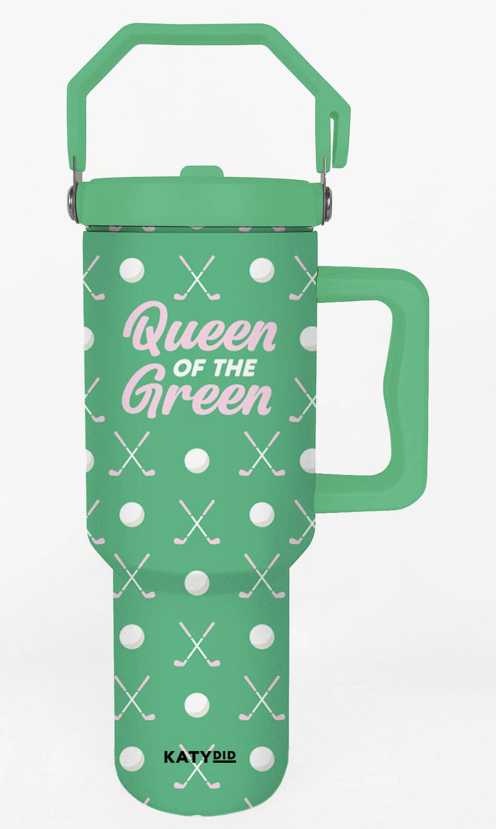 Katydid - Queen of the Green Golf Tumbler with Handle: Green