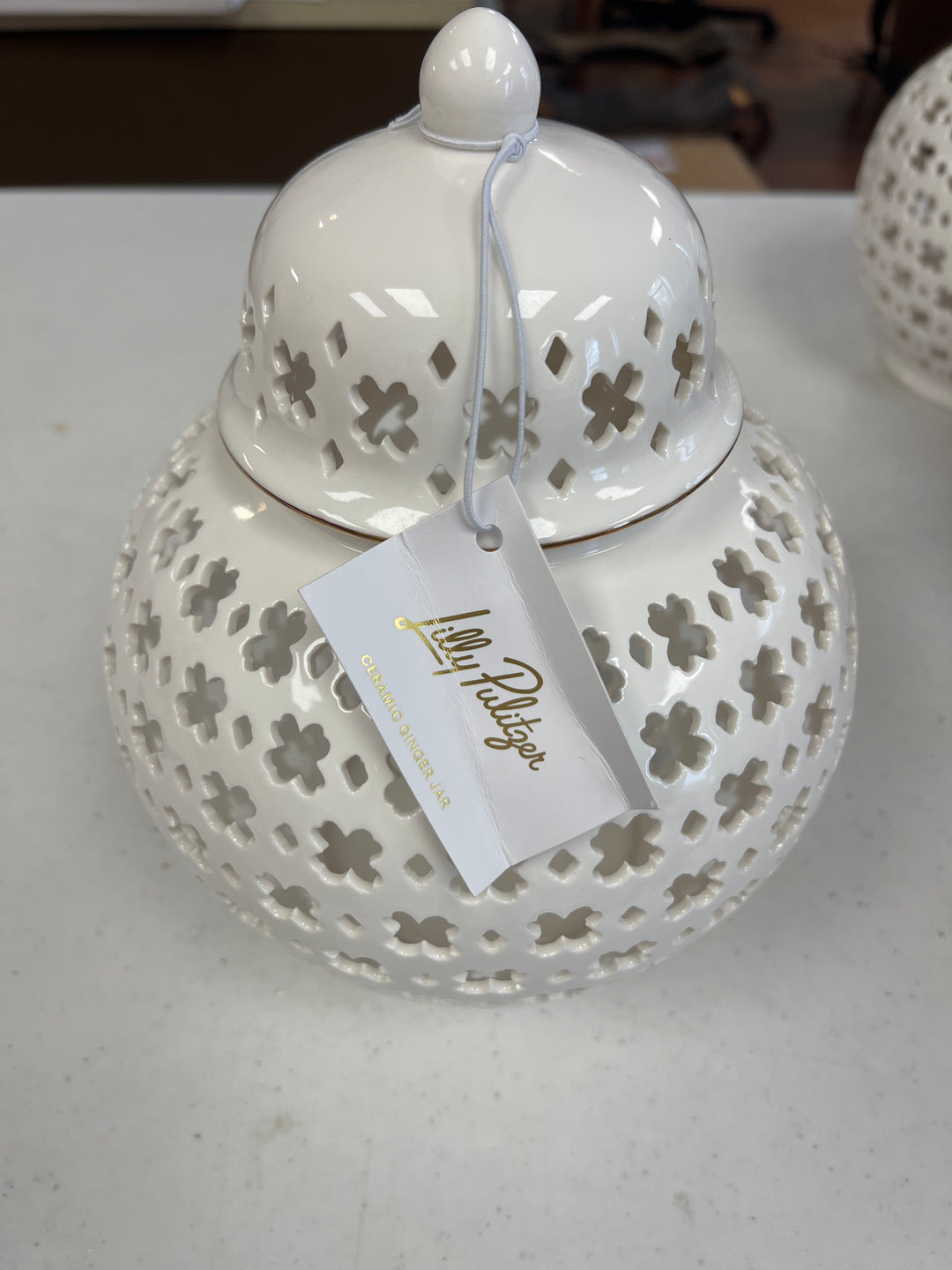 Small Ginger Jar, White Lattice