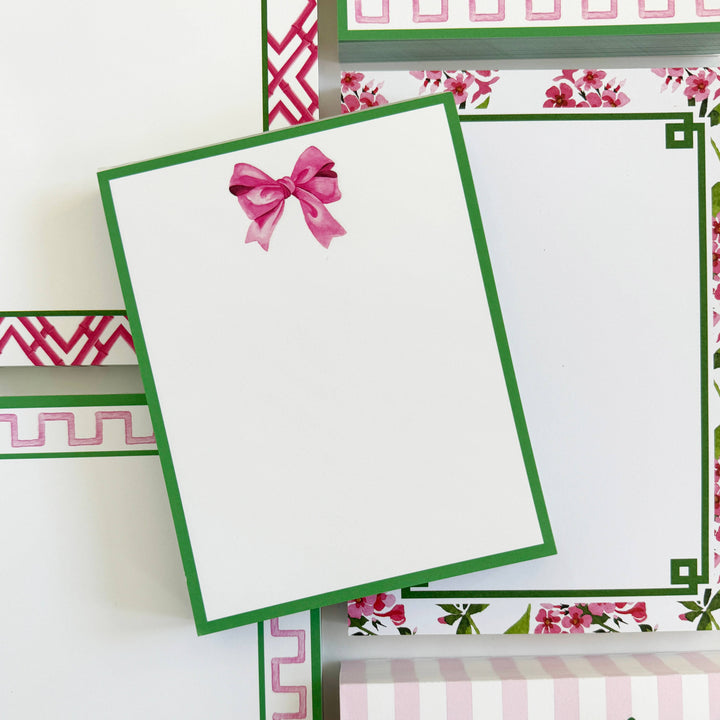WH Hostess Social Stationery - 4.25 x 5.5 Pink Bow Notepad