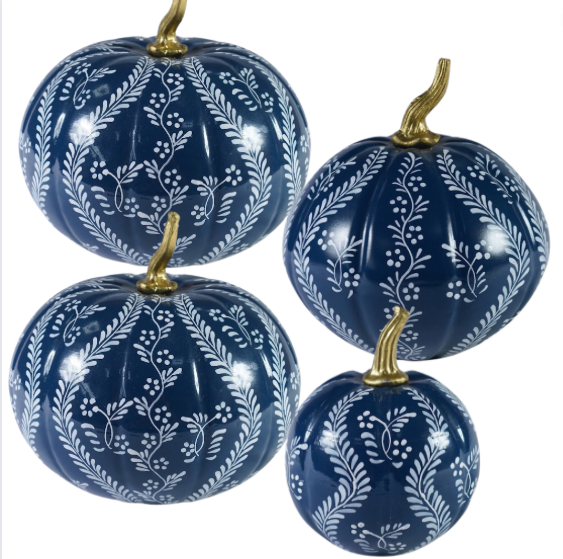 The Enchanted Home - STUNNING BLUE TRELLIS AND VINE PUMPKIN (5 SIZES): 6"