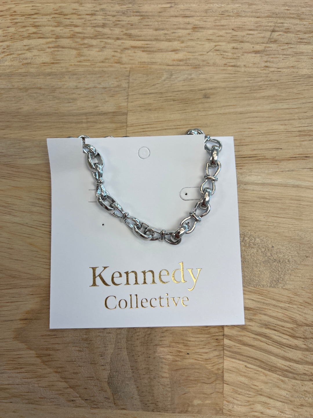 Silver-Bow Link Chain Bracelet