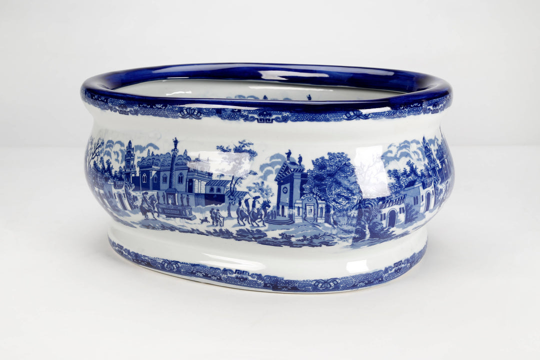 AA Importing - Oval Porcelain Planter/Cachepot, Italian Design