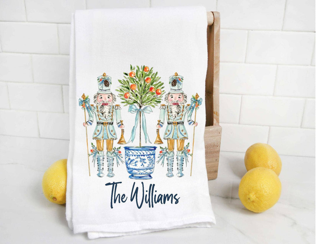 The Preppy Pineapple Home - Chinoiserie Nutcracker Christmas Tea Towel
