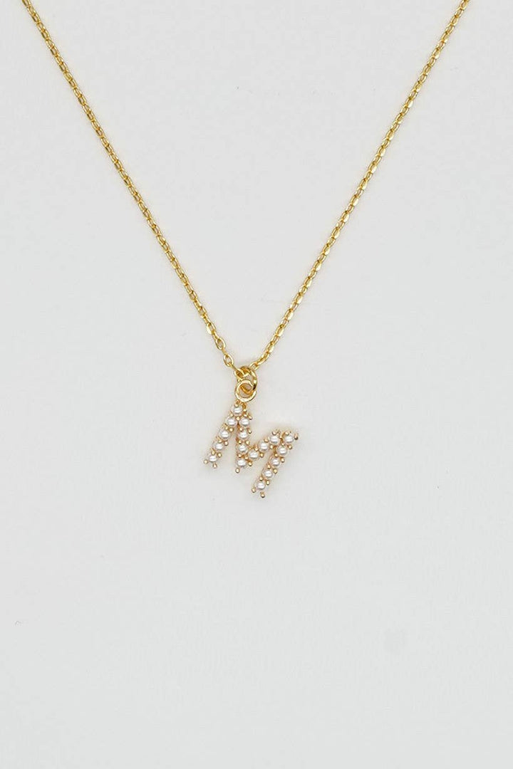 Dainty Love Pearl Initial Necklace: Holiday Favorite!: C / 15" + 3"