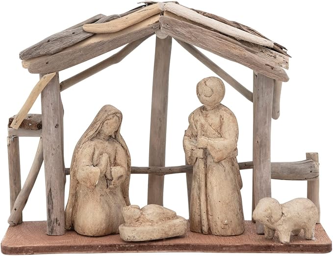 10"L x 3-1/2"W x 7-1/2"H Driftwood Nativity