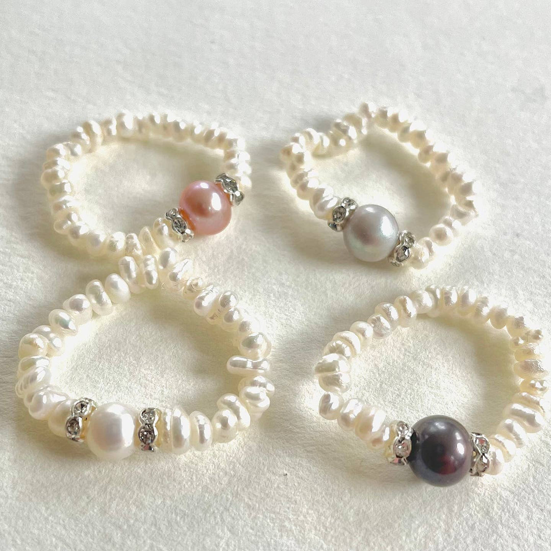 #39-Stretch Pearl Rings