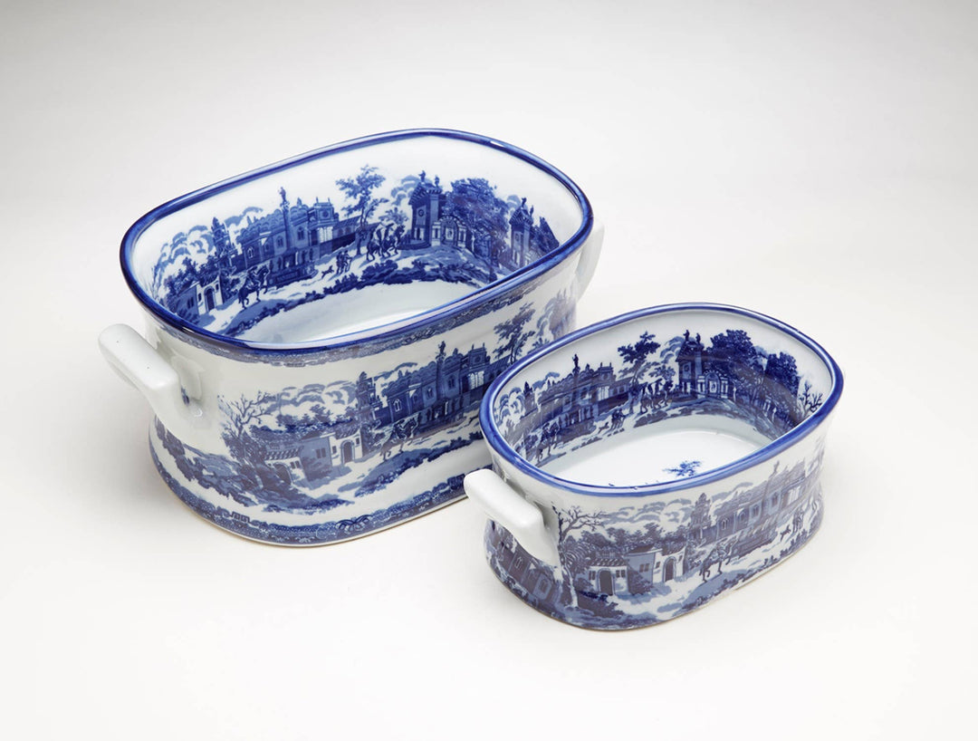 AA Importing - Blue and White Footbath Design Planters- INDIVIDUAL