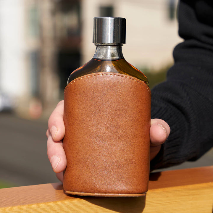 Viski - Parker Leather-Wrapped Glass Flask