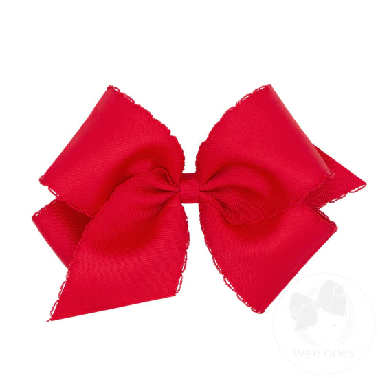 Wee Ones-King Moonstitch Grosgrain Hair Bow with Contrasting Wrap