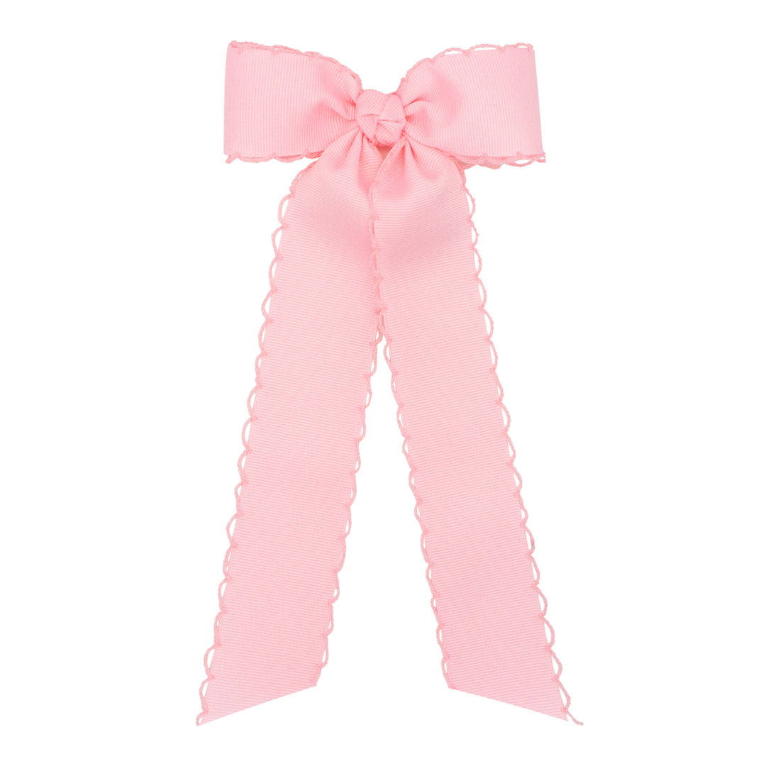 Wee Ones-Medium Grosgrain Moonstitch Hair Bowtie with Streamer Tails