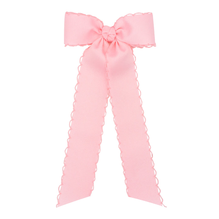 Wee Ones-Medium Grosgrain Moonstitch Hair Bowtie with Streamer Tails