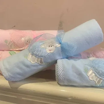 3 Martha's - Receiving Blanket, Blue Little Lamb