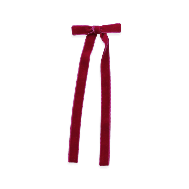 Eva's House Snap Clip - Long Tail Velvet Bow - 9 inches