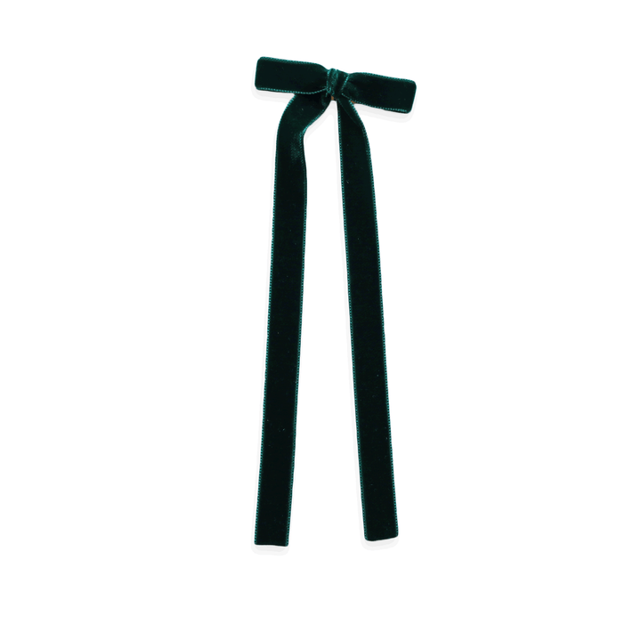 Eva's House Snap Clip - Long Tail Velvet Bow - 9 inches