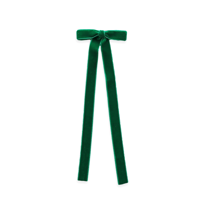 Eva's House Snap Clip - Long Tail Velvet Bow - 9 inches