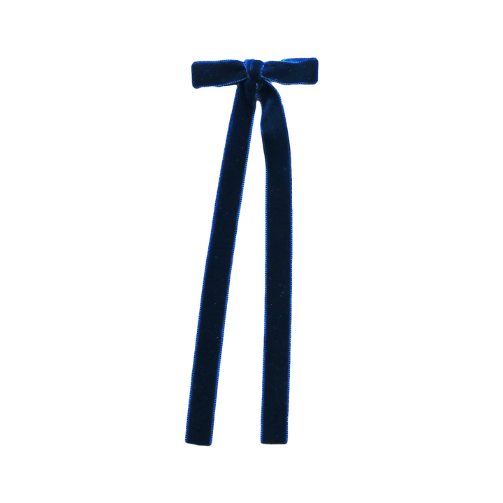 Eva's House Snap Clip - Long Tail Velvet Bow - 9 inches