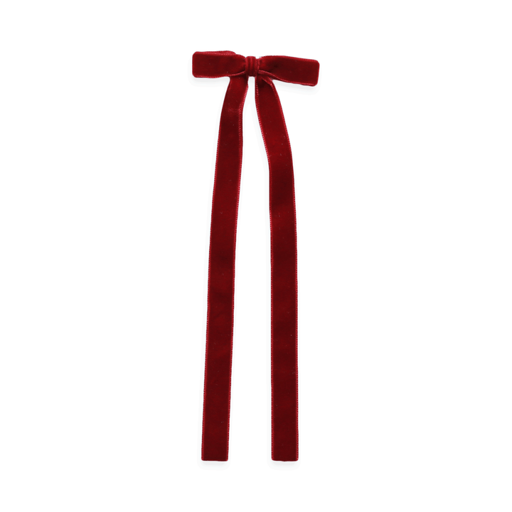 Eva's House Snap Clip - Long Tail Velvet Bow - 9 inches