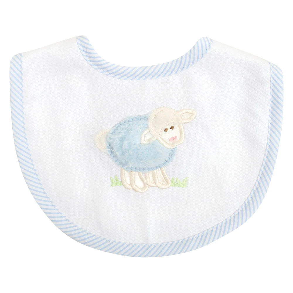 Lamb Applique Basic Bib, Blue