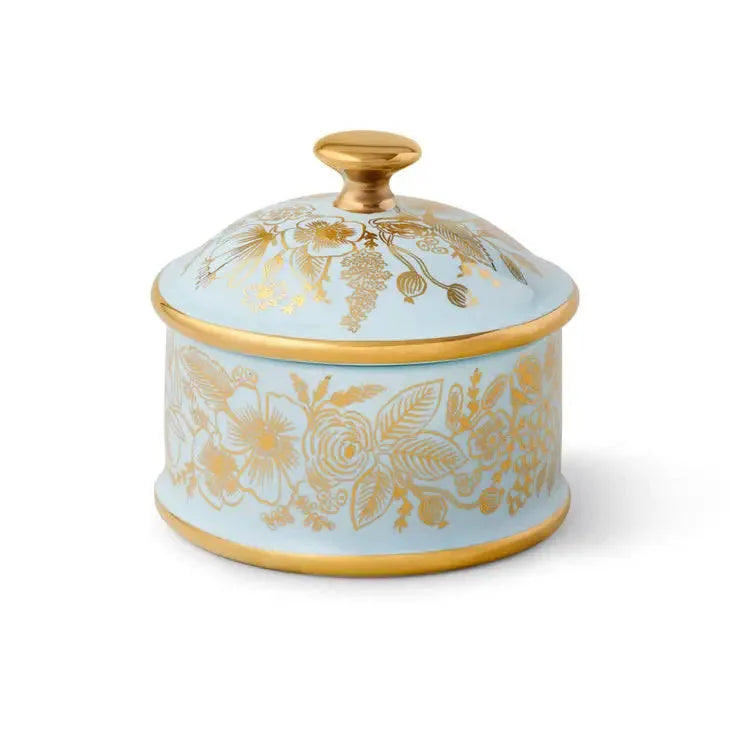 Colette Blue/Gold Round Porcelain Box - Rifle Paper Co
