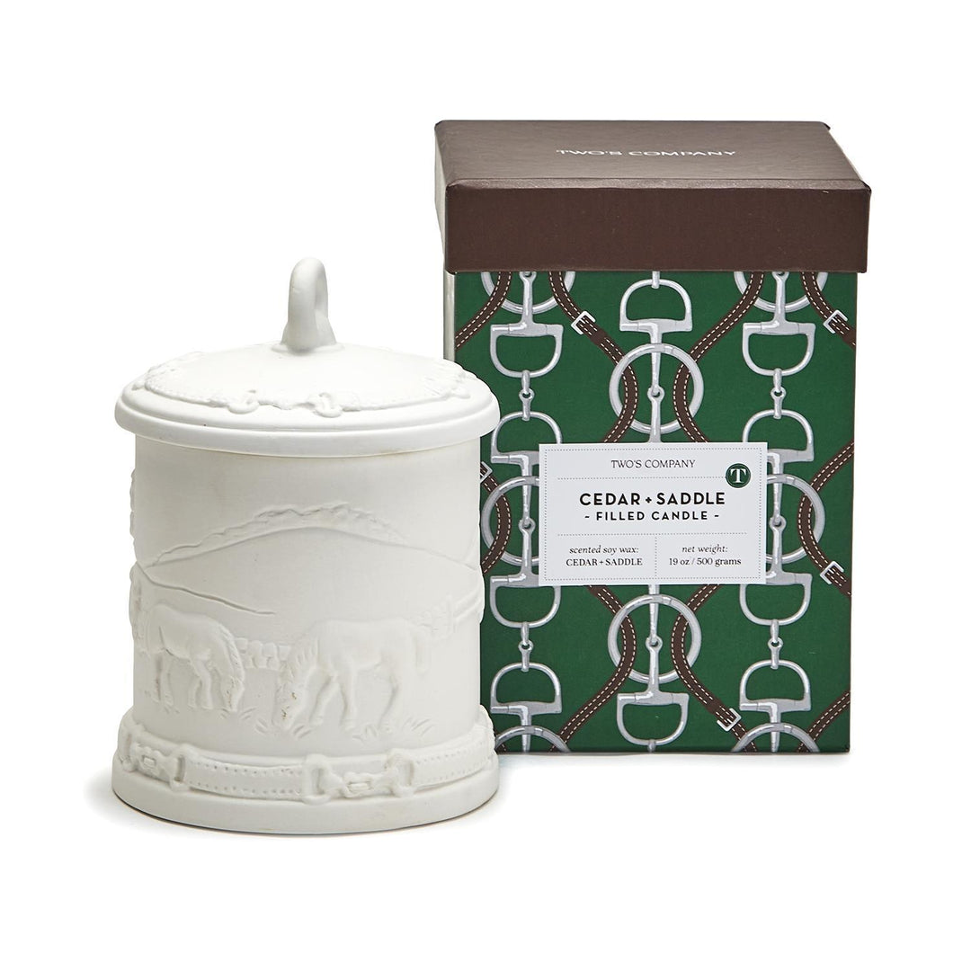 Two's Company Cedar and Leather Scent Lidded Candle