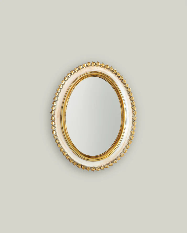 Cream and Gold Oval Mirror
