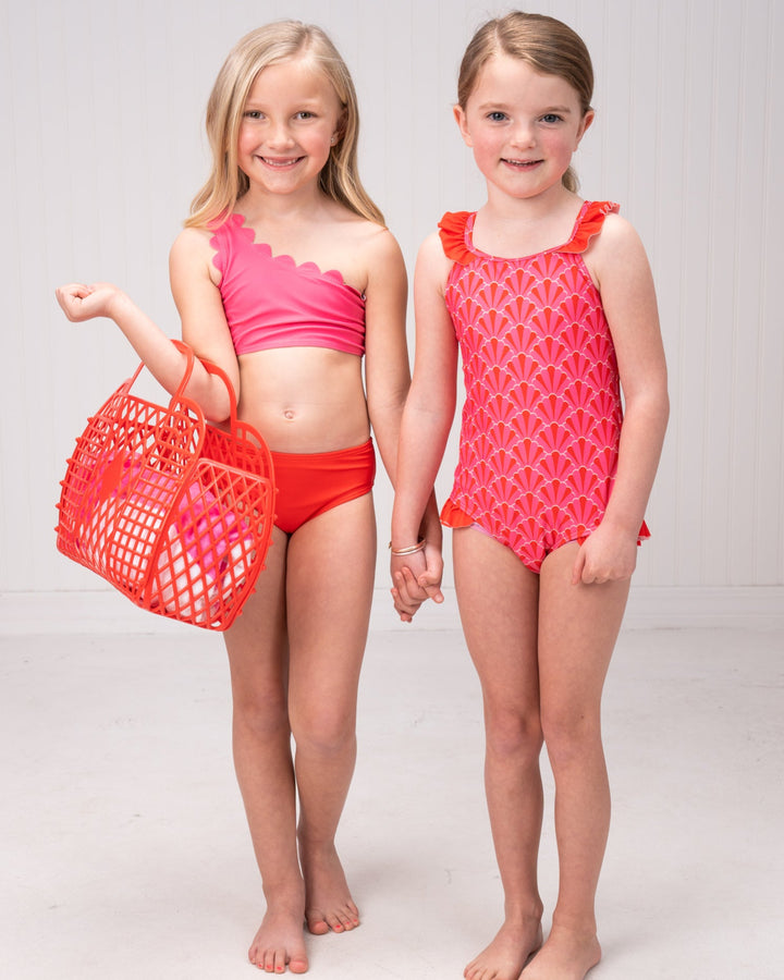 Bahama Pink & Red Colorblock Two Piece Swimsuit