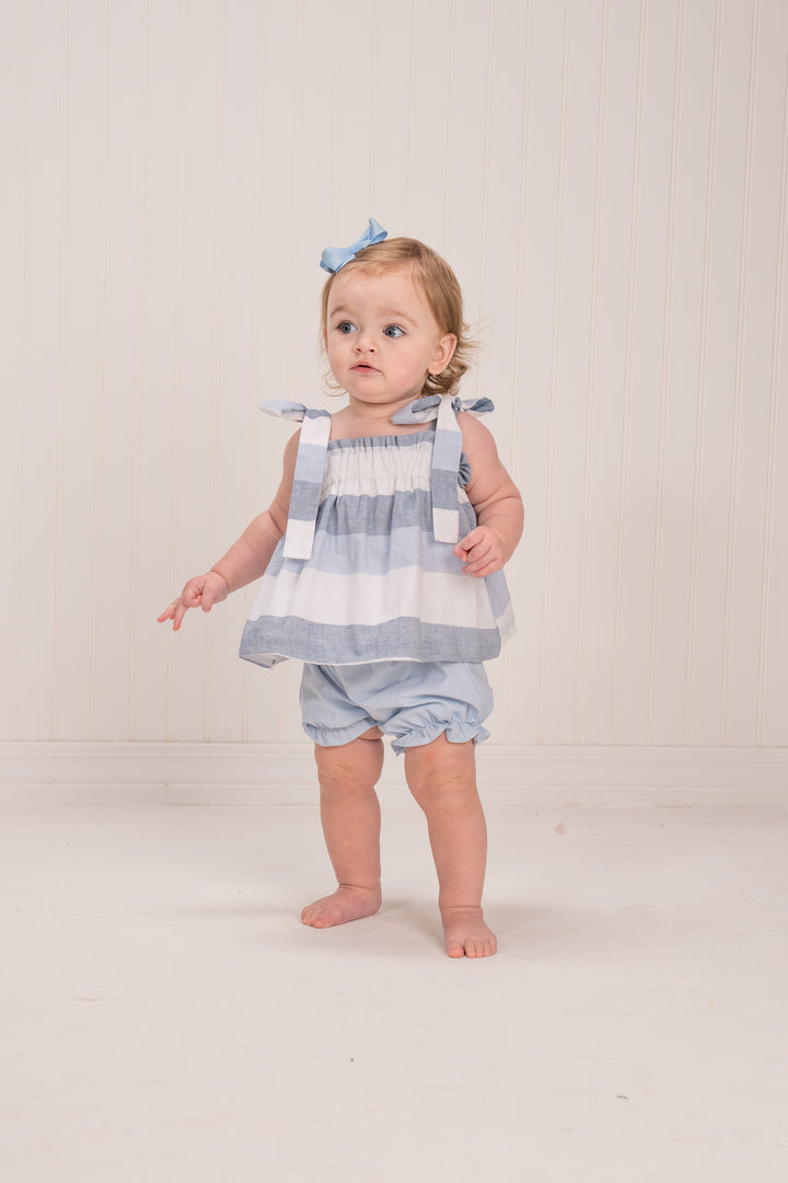 Wrinley Blue Stripe Bloomer Set