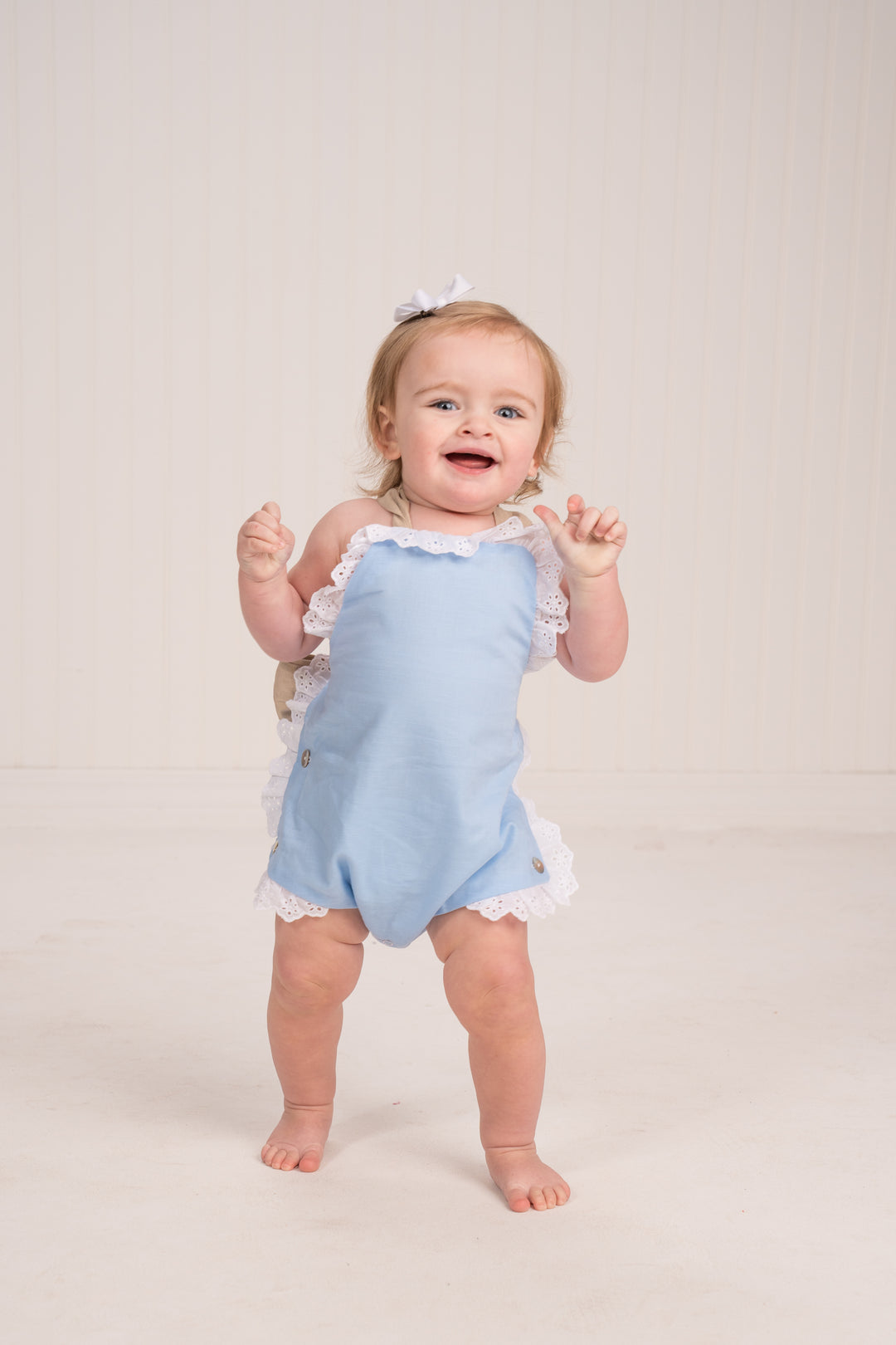 Lilla Blue & Tan Linen Sunsuit