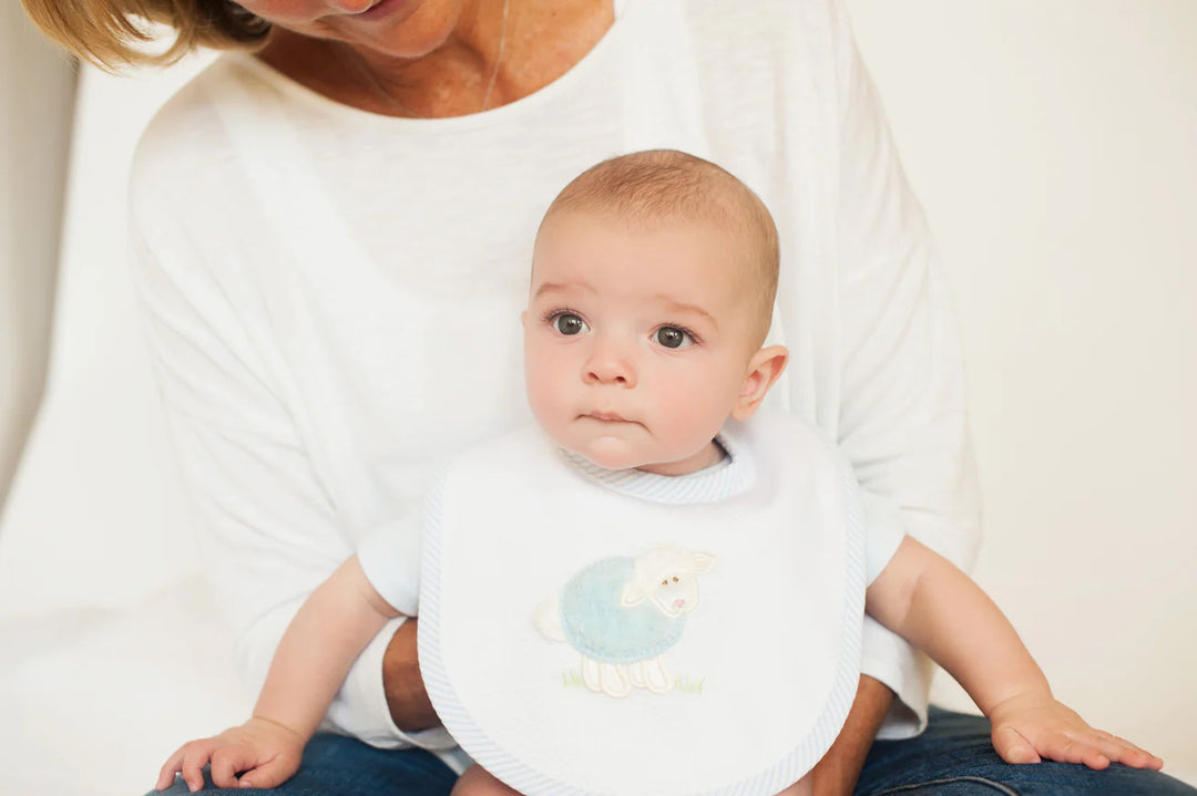 Lamb Applique Basic Bib, Blue