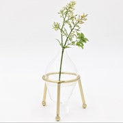 4" Glass Bottle Vase in Gold Tripod Stand