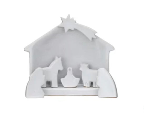 S/6 6"L x 2"W x 5-1/2"H Stoneware Nativity