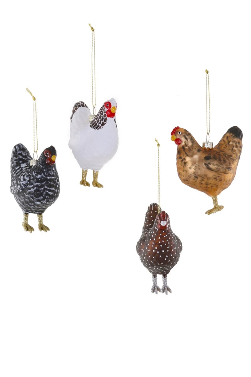 FARMHOUSE HEN ORNAMENTS
