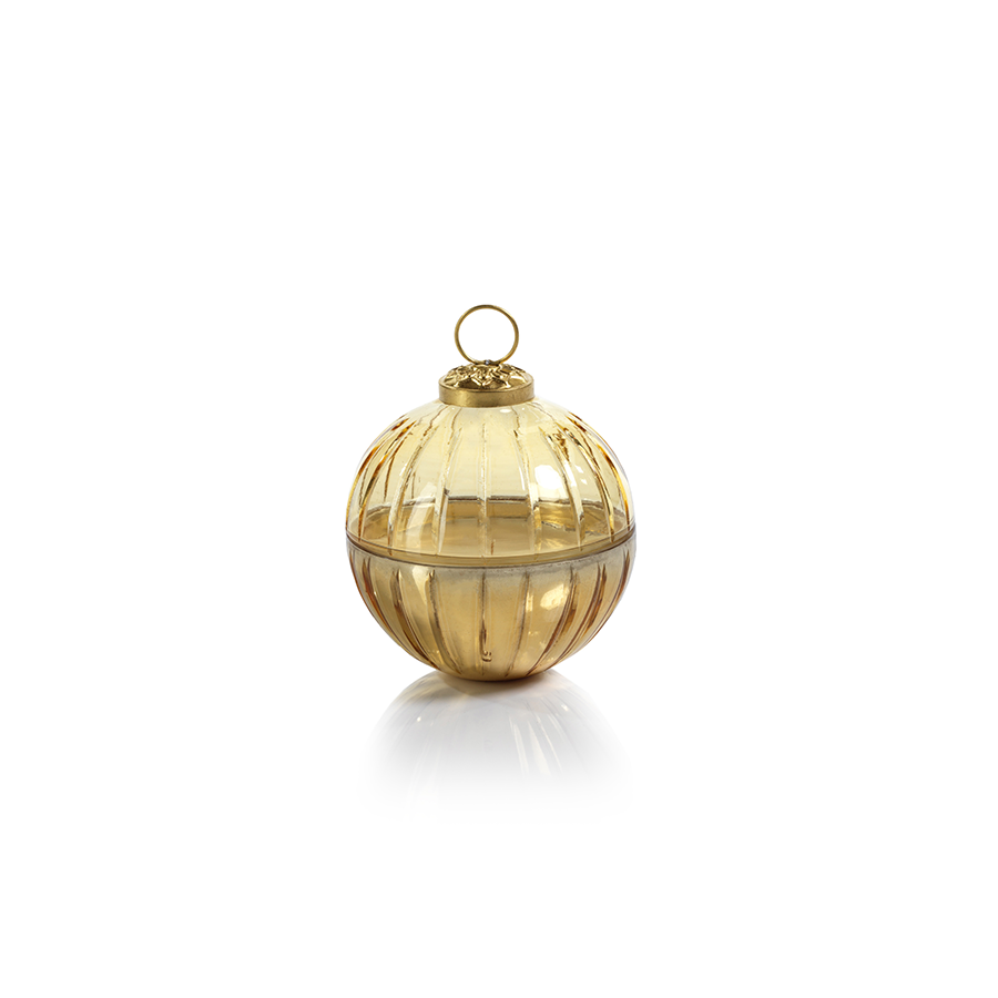 ETCHED GLASS ORNAMENT BALL SCENTED CANDLE GOLD/GOLD-LG