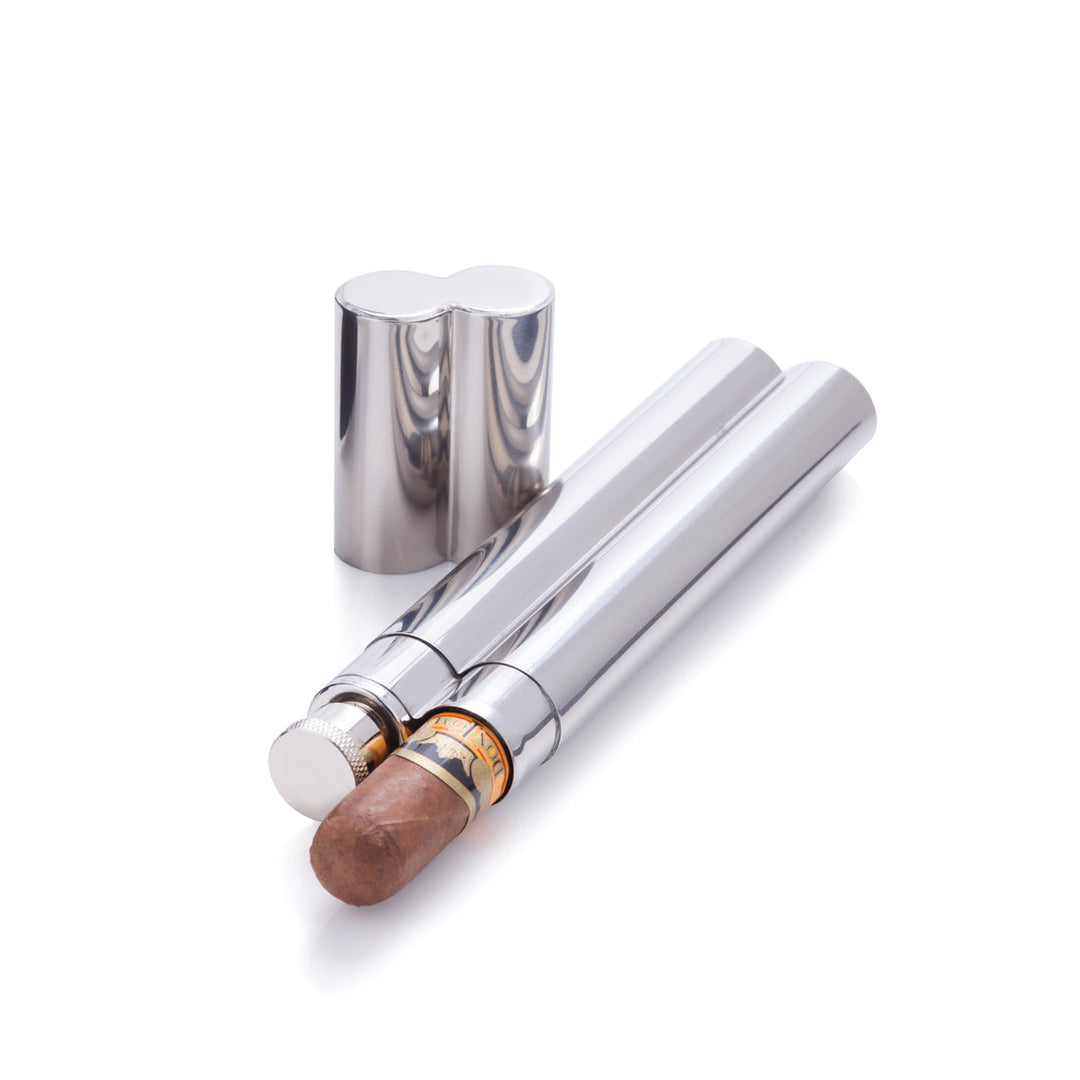 Viski Stainless Cigar Holder with Flask