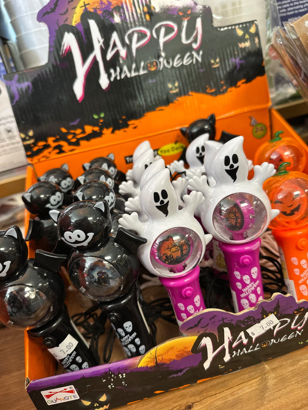 Wands Light Spinner Pumpkin Ghost Bat 4.5in