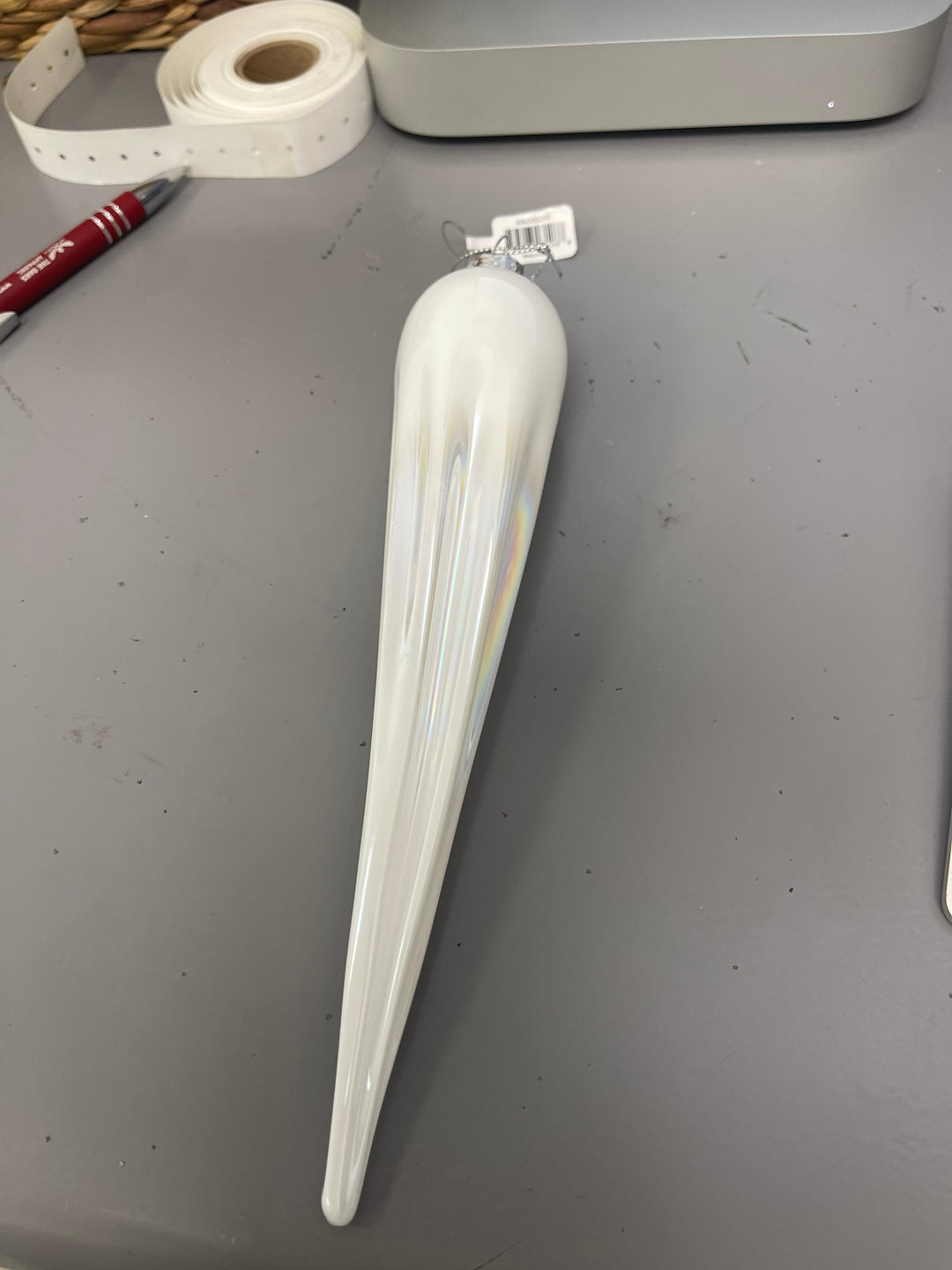 Park Hill Frosty Glass Pearl Icicle Ornament 10 in