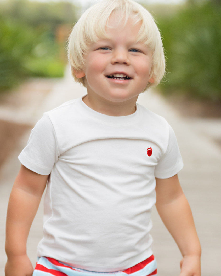 Oaks White with Red Acorn Signature Tee