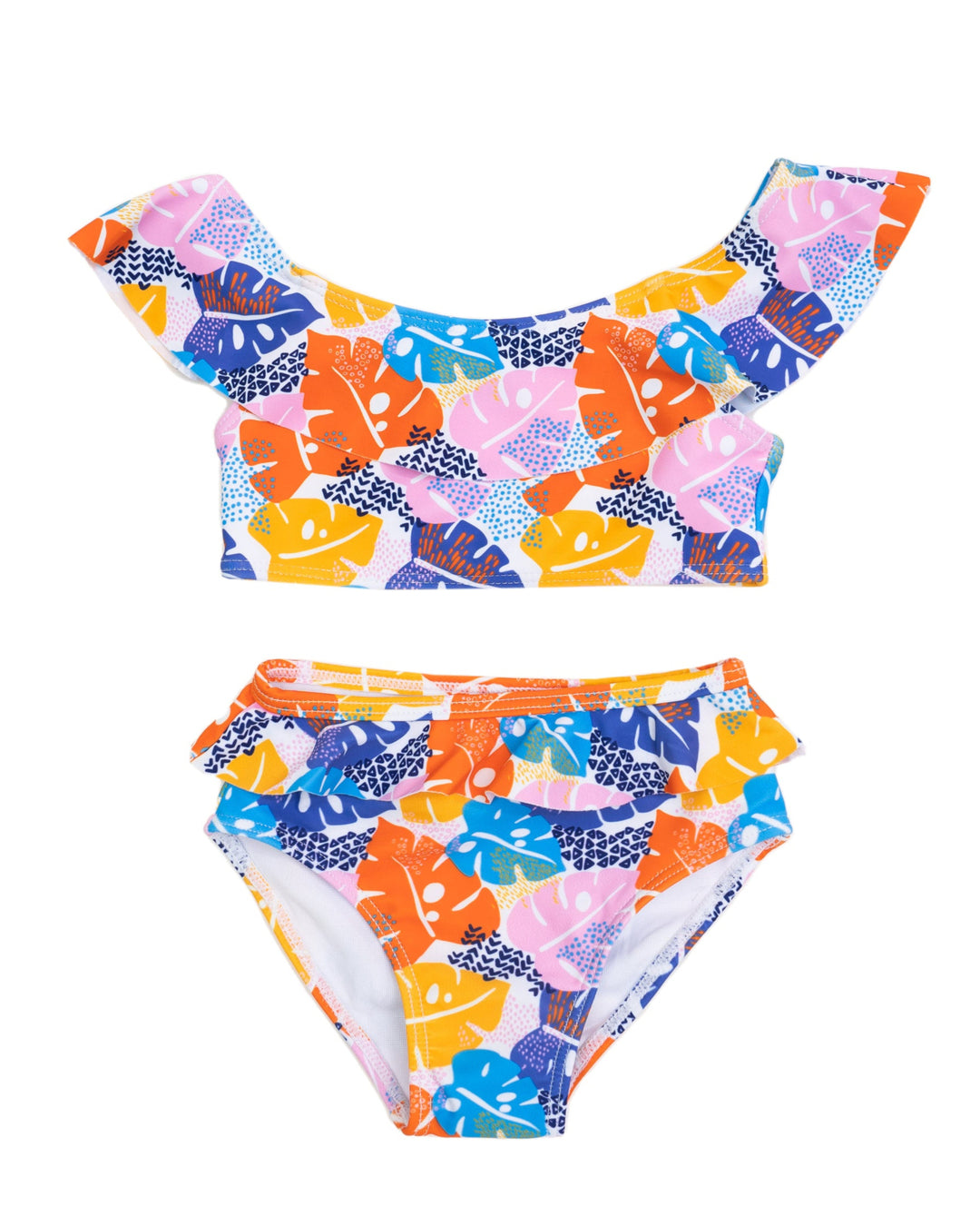 Hello Happiness Palm Leaf Tween Two-Piece Swimsuit