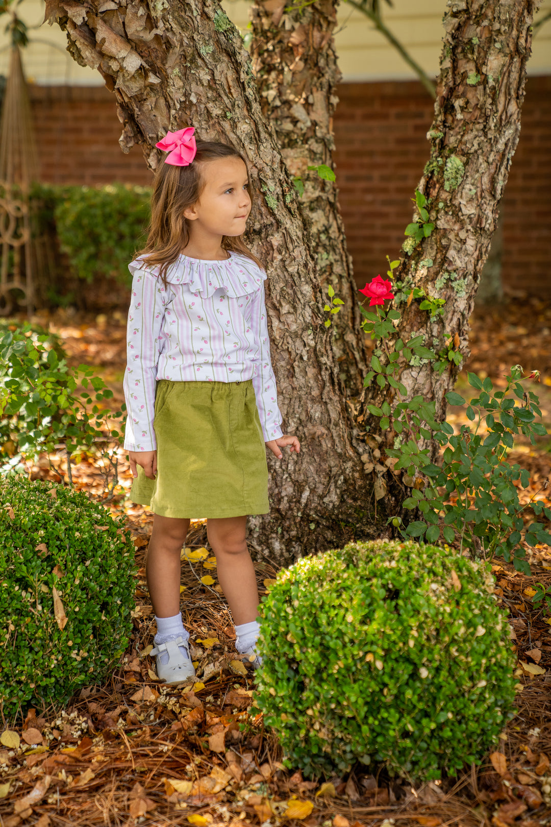 Larrison Striped Tulip Ruffle Collar Shirt