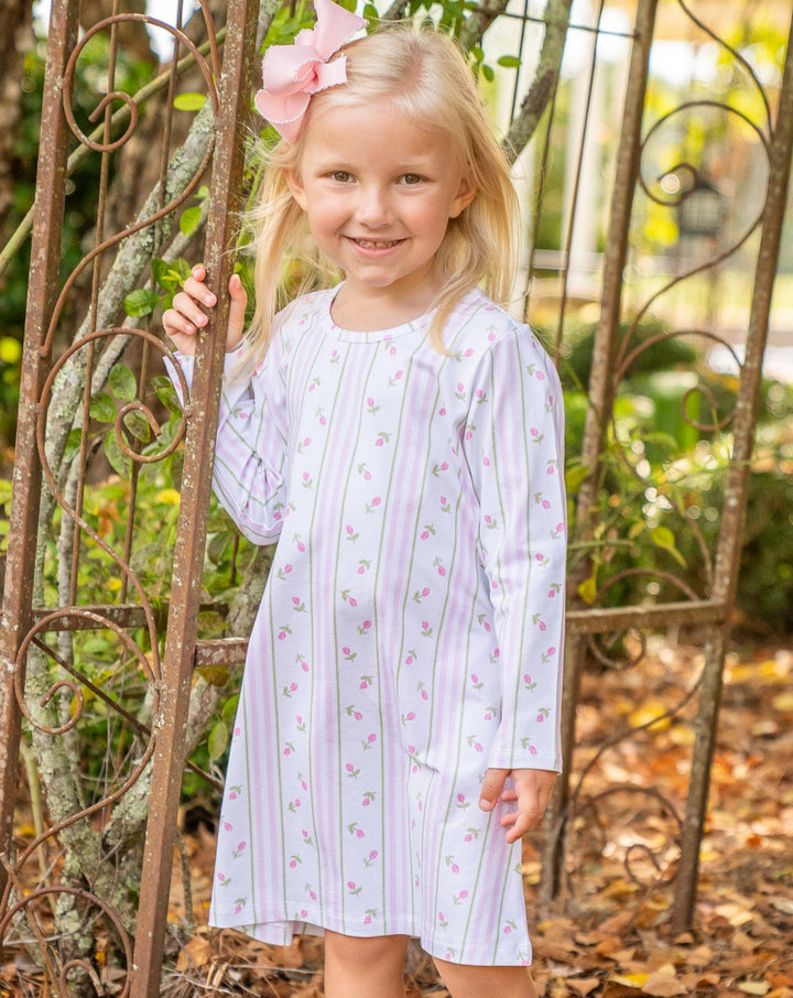 Mary Chase Long Sleeve Striped Tulip Dress