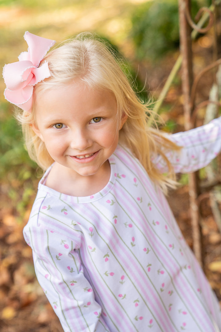 Mary Chase Long Sleeve Striped Tulip Dress