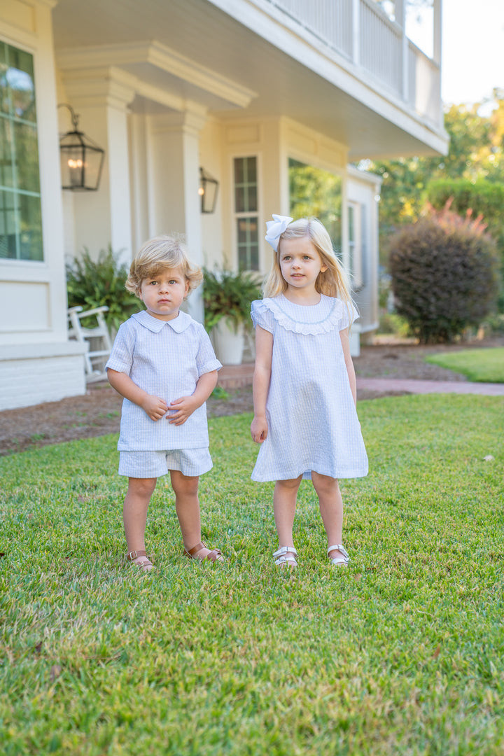 Eli Blue Windowpane Short Set