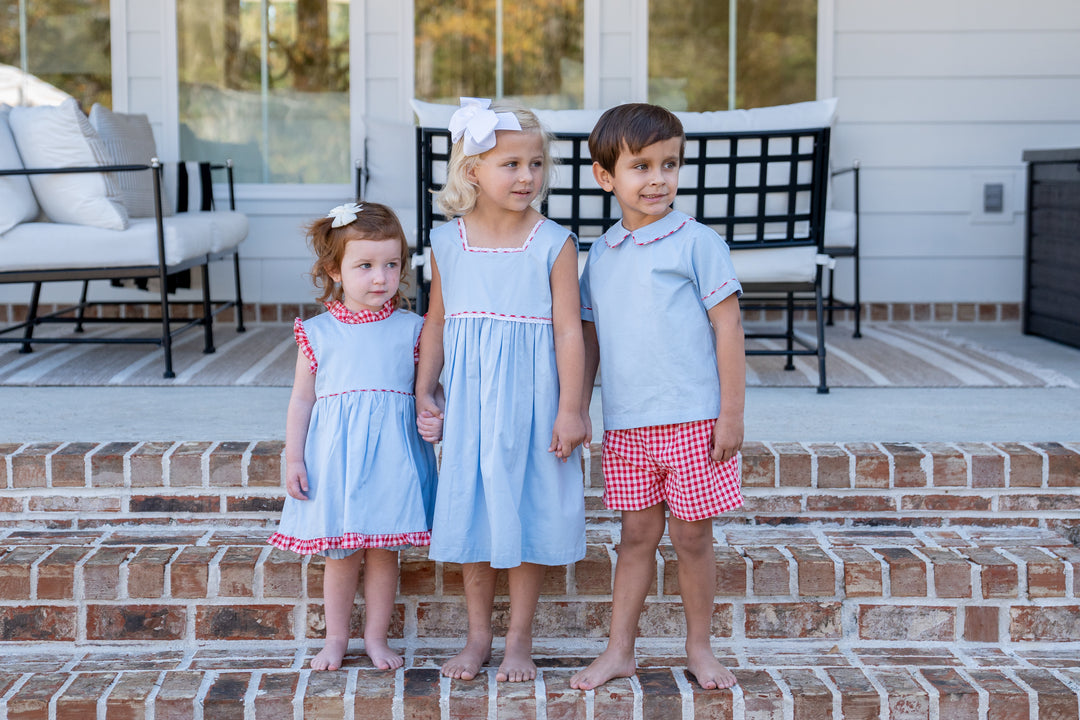 Reagan Blue W/ Red Check Bloomer Set