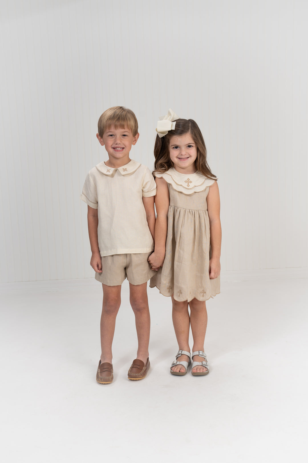 Isailah Tan Linen Cross Short Set