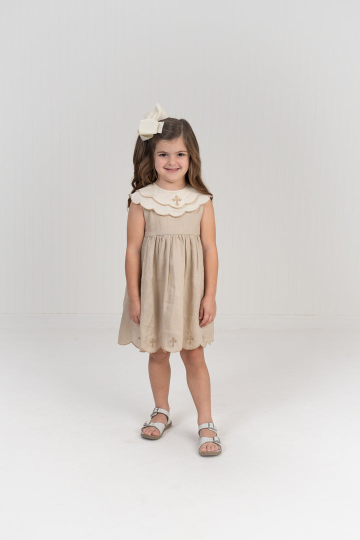 Brittany Tan Linen Cross Dress