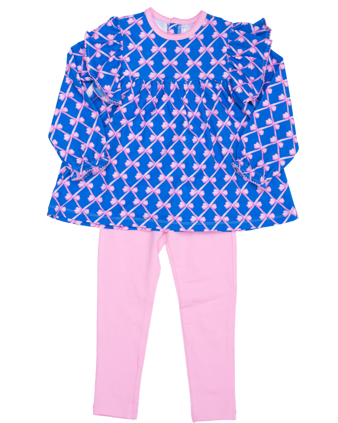 Abree Blue Ribbon Bow Legging Set