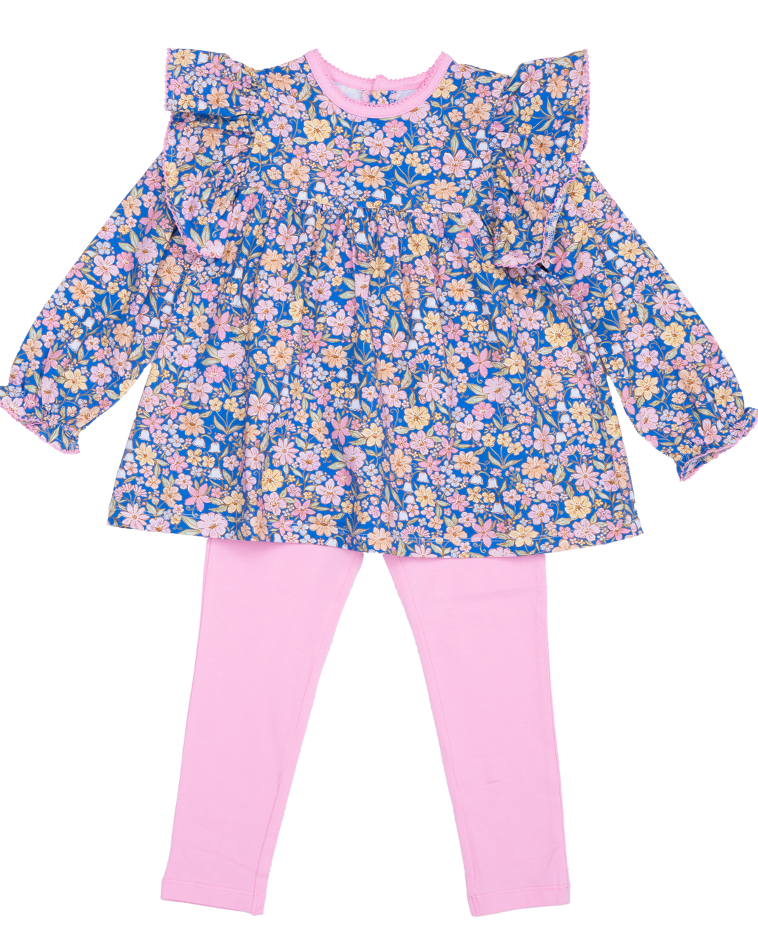 Abree Ditsy Navy Pink Watercolor Legging Set