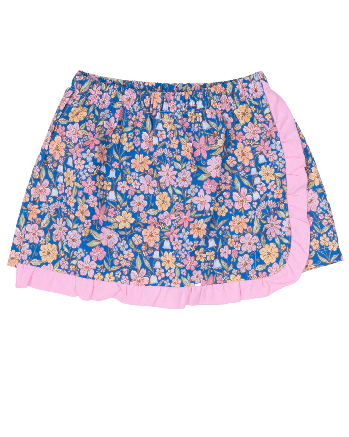 Evelyn Ditsy Navy Pink Watercolor Skort