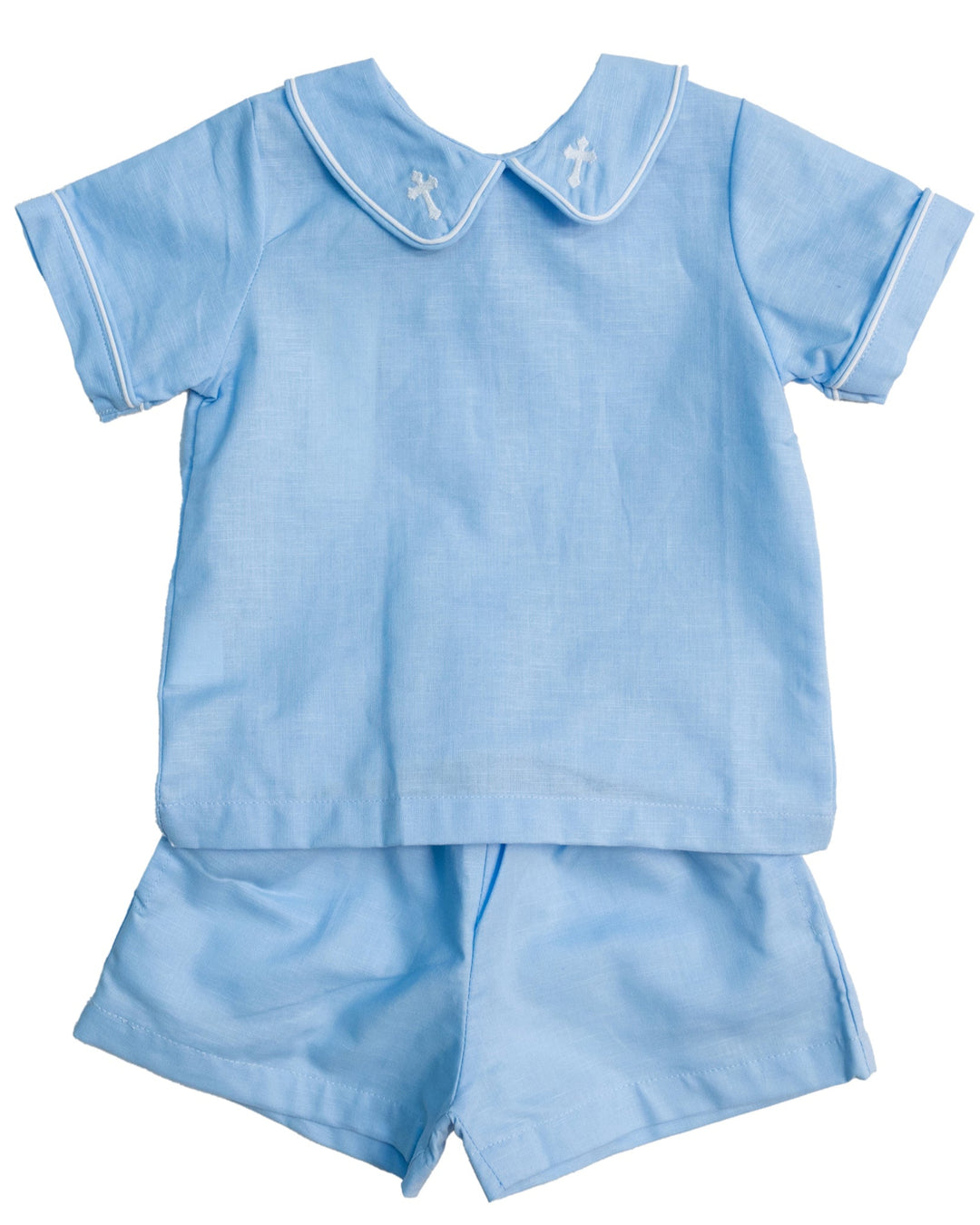 John Blue Linen Cross Short Set