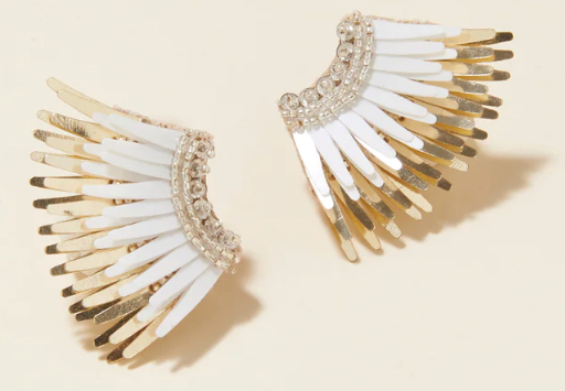 Mignonne Mini Madeline Earrings - WHITE/GOLD